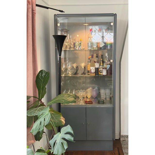 Vintage Gray Lacquered Curio Cabinet, Late 20th Century For Sale - Image 12 of 12