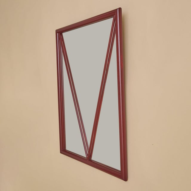 Mid-Century Modern Italian Red Lacquered Wall Mirror, 1970s For Sale - Image 3 of 9