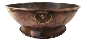 European 19th Century Copper Footed Bowl with Brass Ring