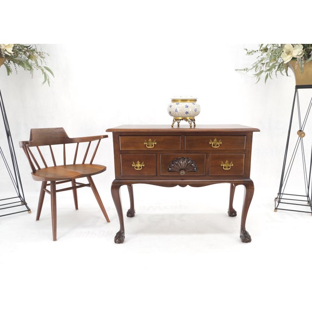 Charak Solid Mahogany 5 Drawers Low Bow Dresser Cabinet Dresser For Sale - Image 12 of 12