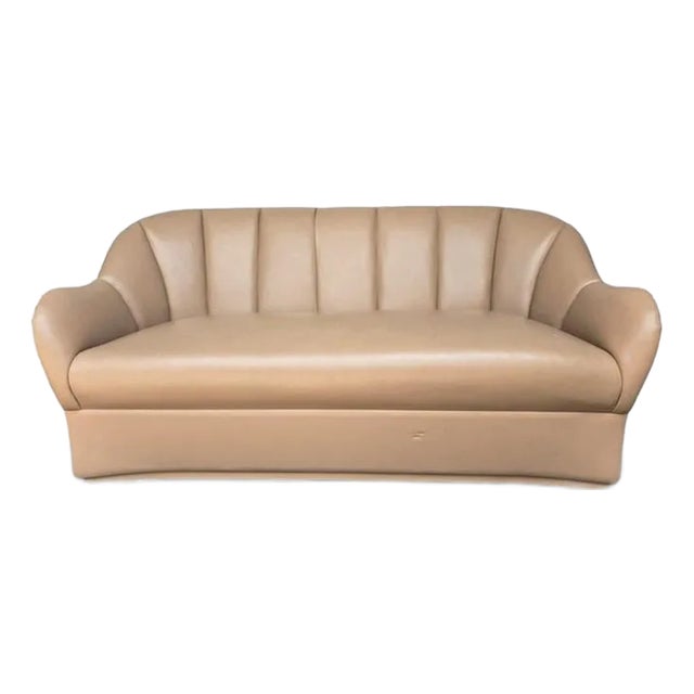 1980s Modern Channel-Back Leather Sofa by Marco San Francisco For Sale