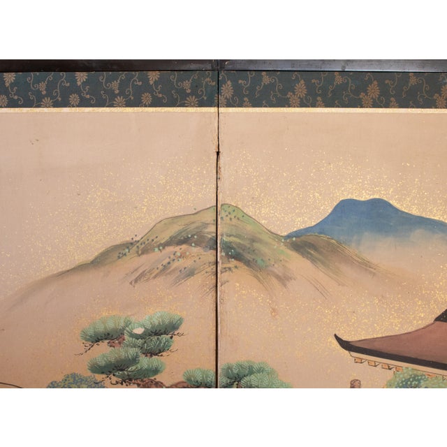 C. 1800s Edo to Meiji Era "The Tale of Genji", Japanese Yamato-E Style Byobu Screen For Sale - Image 14 of 18