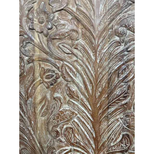 1920s Hand-Carved Tree of Life Wooden Wall Decor Panel With Birds & Floral Motif | Rustic Wellness Art For Sale - Image 5 of 8