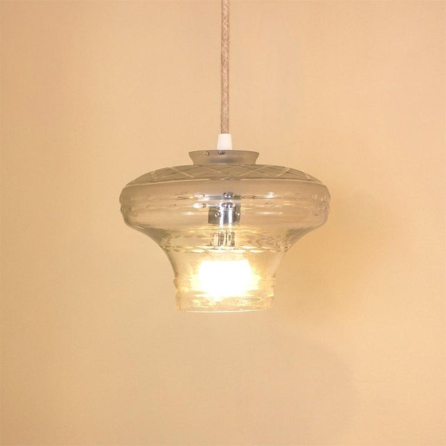 Art Deco Cut Glass Pendant Lamp For Sale - Image 4 of 5