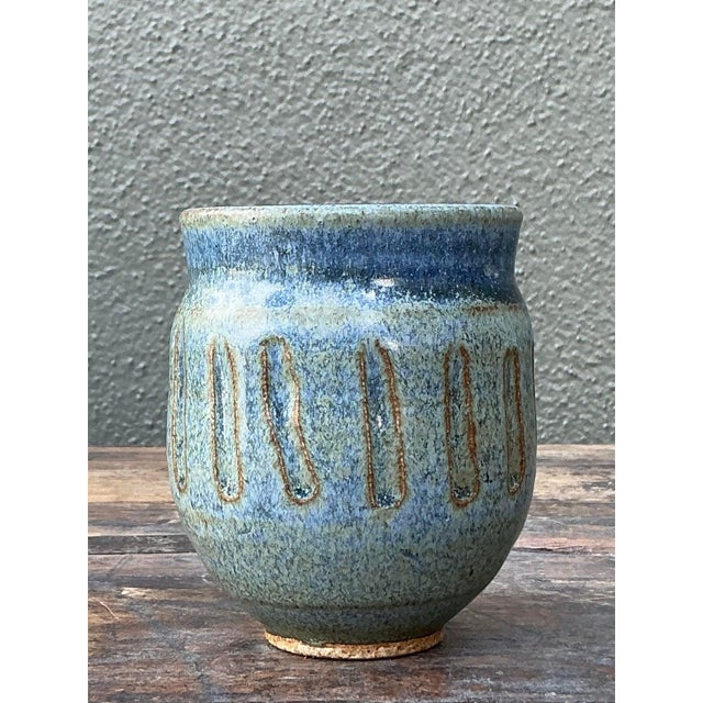 Vintage Boho Original Studio Pottery Small Vase For Sale In West Palm - Image 6 of 11