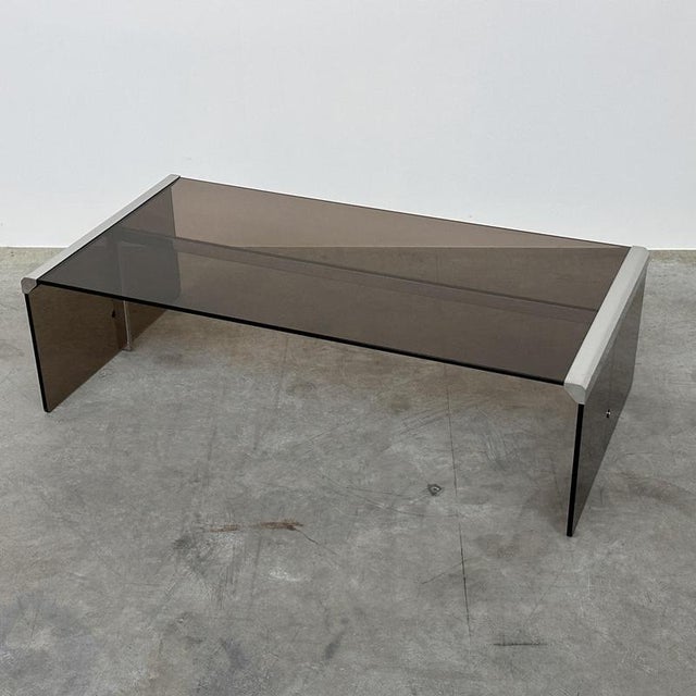 Smoked Glass Coffee Table with Chrome Details from Radice & Galotti, Italy, 1970s For Sale - Image 9 of 12