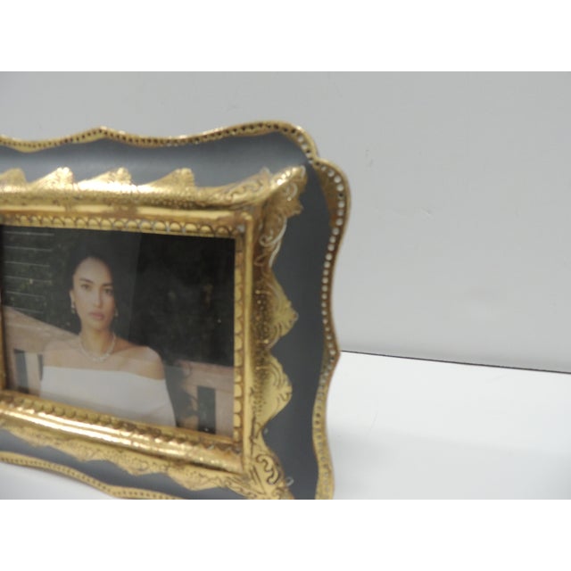 Green & Gold Italian Florentine Style Decorative Picture Frame For Sale - Image 4 of 4