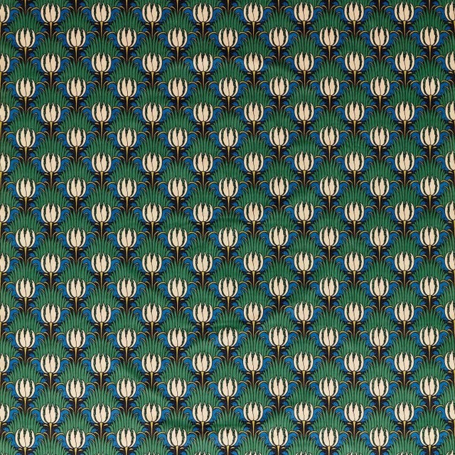 Morris & Co Tulip & Bird Fabric in Goblin Green & Raven For Sale