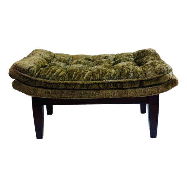 1960’s Mid-Century Modern Castro Convertibles Olive Tufted Ottoman For Sale