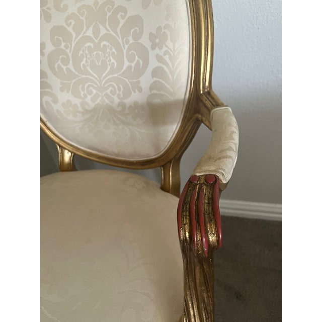 Hickory Chair French Arm Chair - Gold Metal Leaf With Red Undertone For Sale - Image 9 of 11