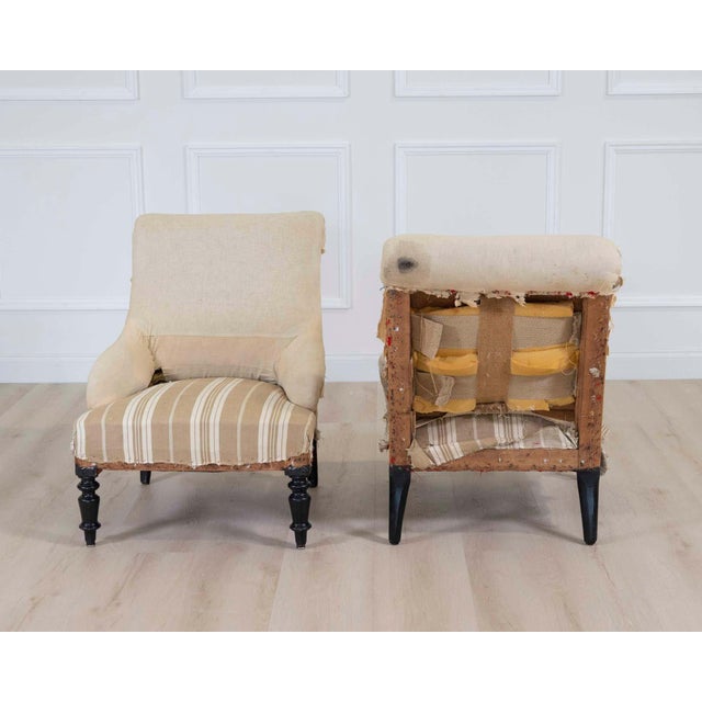 Beige Pair of 19th Century French Scroll Back Chairs, Ready to Upholster For Sale - Image 8 of 9