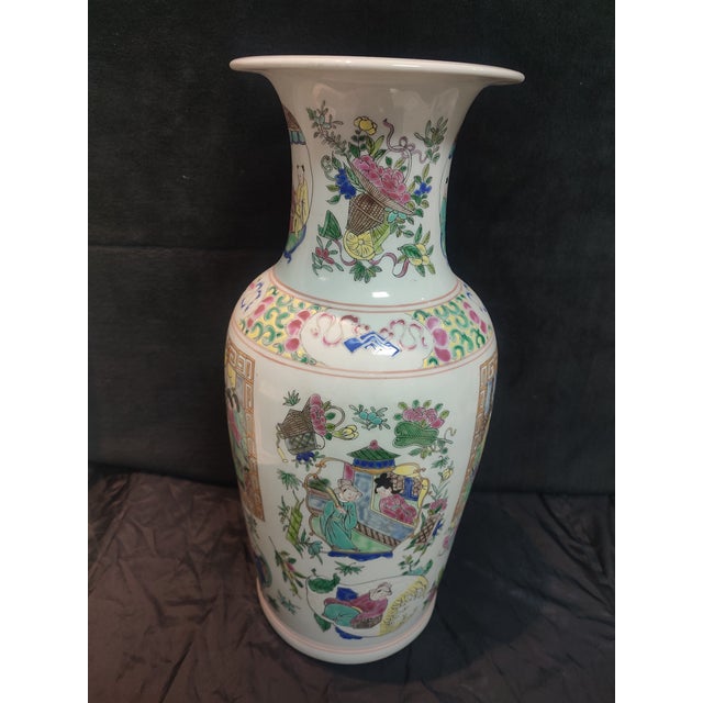 Chinese Ceramic Vase Qing Dynasty Kangxi Marked Famille Verte Porcelain Vase Hand Painted Figures Story Pattern For Sale - Image 9 of 11