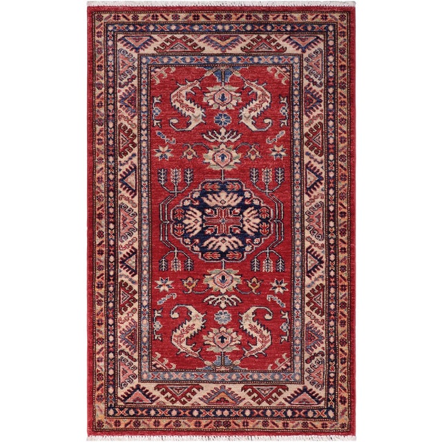 Bohemian Super Kazak Red/Beige Wool Rug- 2'8'' X 4'5'' For Sale - Image 10 of 10