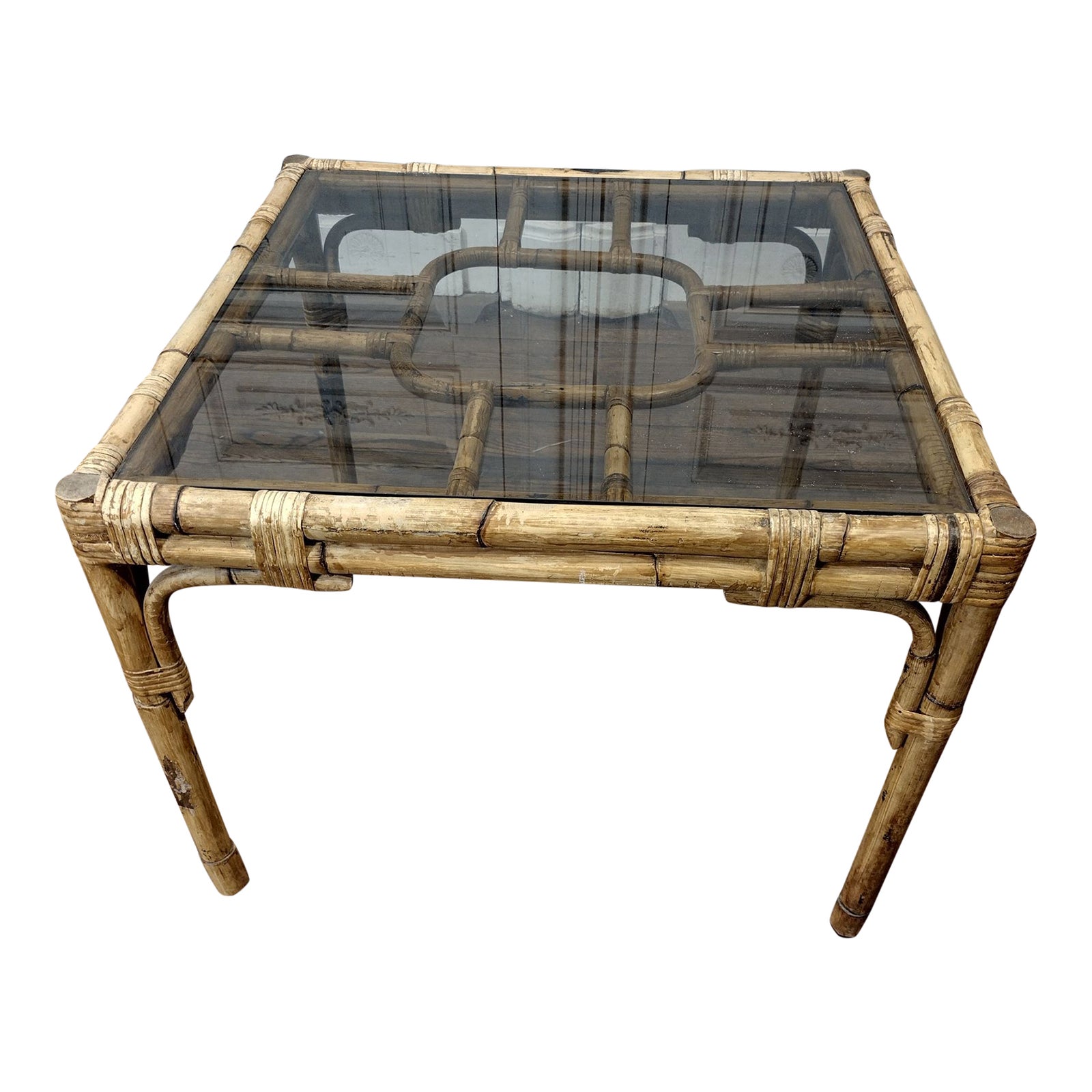 1960's Italian Bamboo & Glass Side Table Chairish