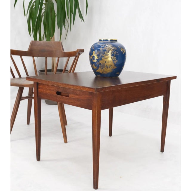 Knoll Risom one drawer oiled walnut tapered legs end side table stand decor mint.