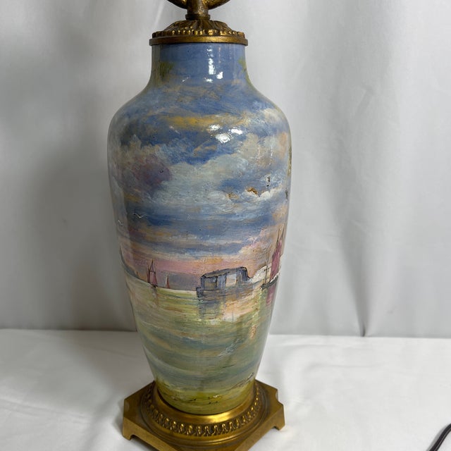 Early 20th Century E. Dumas, Limoges, France Hand Painted Porcelain Lamp, Signed For Sale - Image 10 of 12