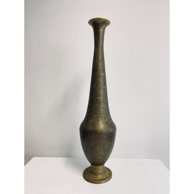 Black Tall Kashmiri Hand-Engraved Floor Vase For Sale - Image 8 of 10