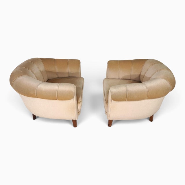 Art Deco Club Chairs with Champagne-Colored Mohair, 1930, Set of 2 For Sale - Image 15 of 18