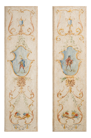 Hand-Painted Boiserie Decorative Panels Neoclassical Style, 1890s, Set of 2