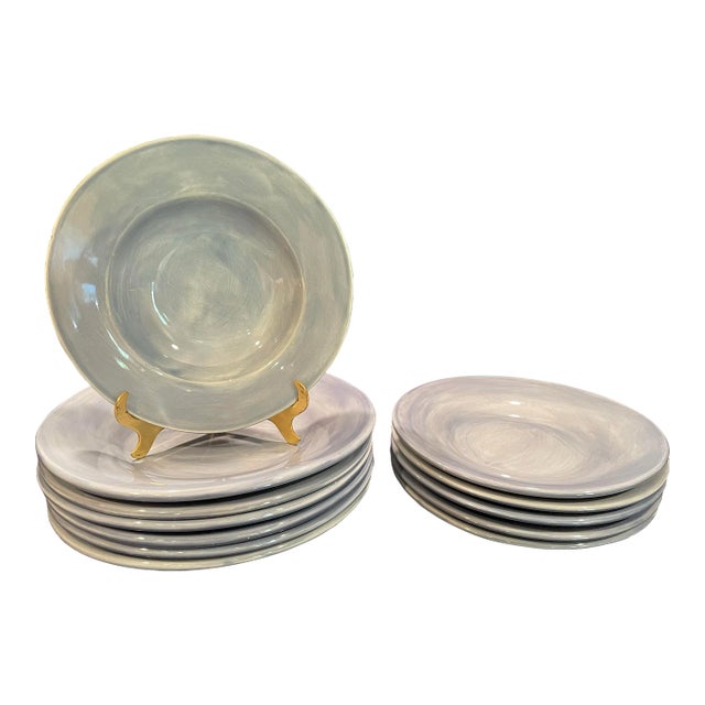 Pottery Barn Sausalito Dishes in Slate Blue - Set of 12 For Sale