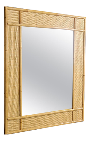 Mid-Century Bamboo Mirror attributed to Dal Vera, 1960s
