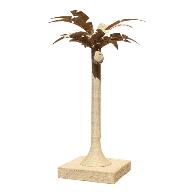 Life Size Wicker Palm Tree Sculpture For Sale