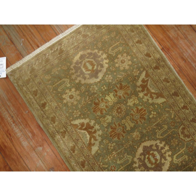 1950s 1950s Gold Green Persian Tabriz Rug - 2' x 4'3" For Sale - Image 5 of 6