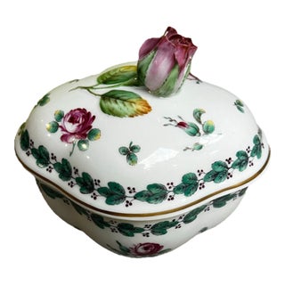 1970s Richard Ginori Italian Floral Bowl With Matching Lid For Sale