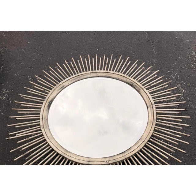 Metal Mid 20th century Extra Large Brutalist Sunburst Mirror For Sale - Image 7 of 11