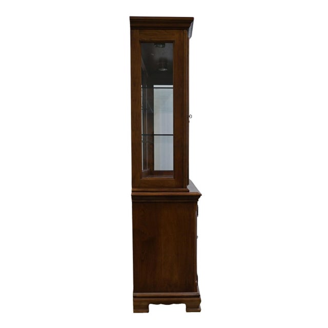Late 20th Century Broyhill Furniture Walnut Traditional Style 60" Buffet W. Lighted Display China Cabinet For Sale - Image 14 of 16