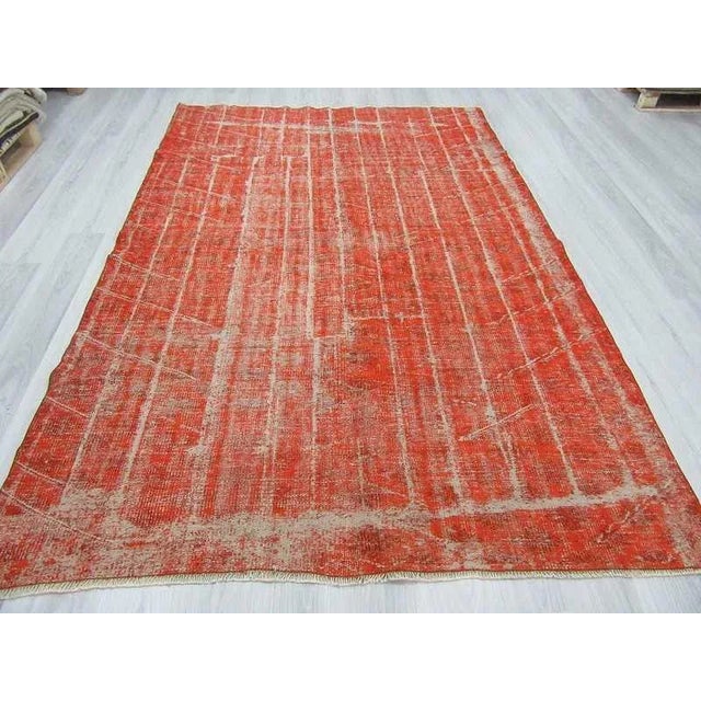 Shabby Chic Vintage Orange Overdyed Turkish Rug - 6'5" X 9'10" For Sale - Image 3 of 6