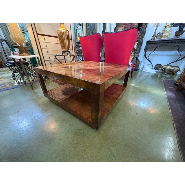 Brown 1980s Karl Springer Attributed Lacquered Goatskin Cocktail Table For Sale - Image 8 of 12