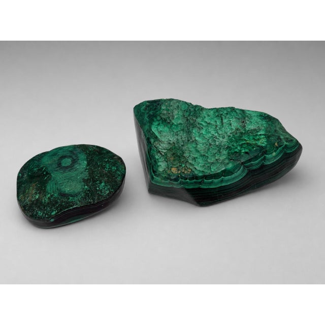 Gemstone Pair of Carved and Polished Malachite Vide-Poches, or Ash Trays Circa 1960 For Sale - Image 7 of 8