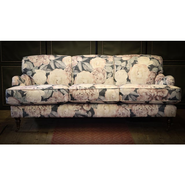 Cream Vintage Three-Seater Sofa in Floral Velvet, 2010s For Sale - Image 8 of 18