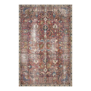 Chris Loves Julia x Loloi Jules Merlot / Multi 7'-6" x 9'-6" Area Rug For Sale