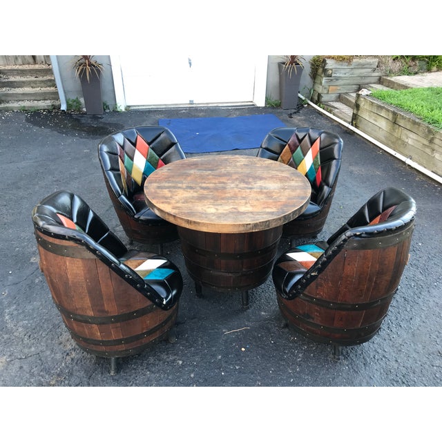 Vintage Whiskey Barrel Dining Set 5 Pieces Chairish
