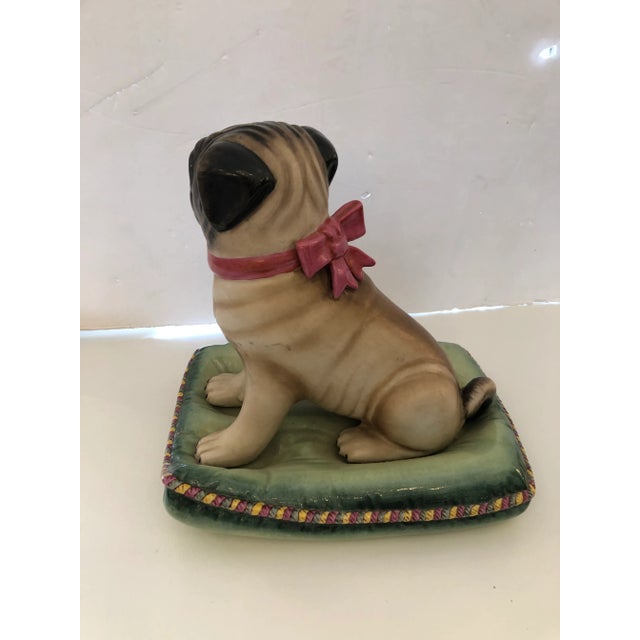 Pug on a Pillow Vintage Tabletop Ceramic Sculpture For Sale - Image 9 of 10