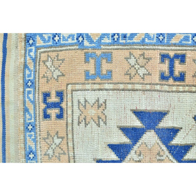 Beige 1960s Vintage Blue Rug For Sale - Image 8 of 11