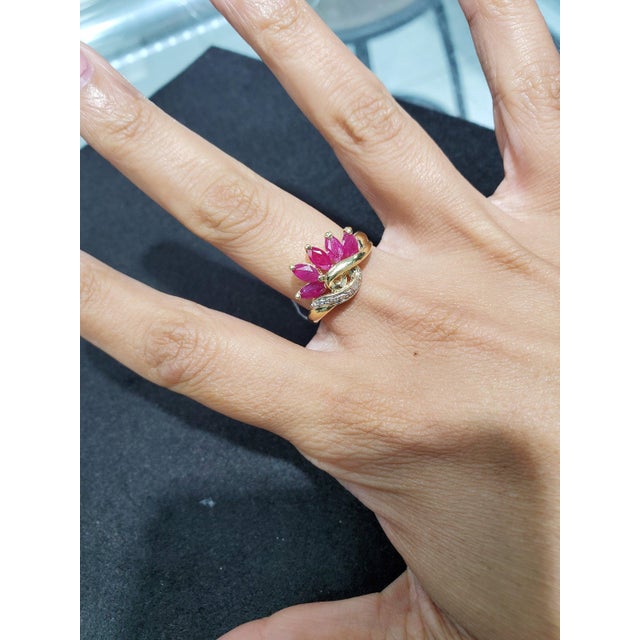 ♥ Product Summary ♥ Main Stone: Ruby & Diamonds Band Material: 14k Yellow Gold Stone Cut: Marquise & Round