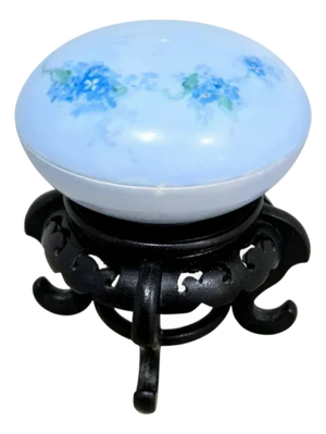 Antique William Guérin Limoges Pale Blue Forget‑Me‑Not Trinket Box W/Stand