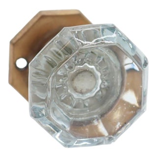 Vintage Octagon Glass Brass Dummy Door Knob For Sale