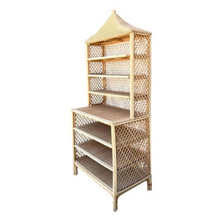 Amanda Lindroth Pagoda Rattan Etagere For Sale