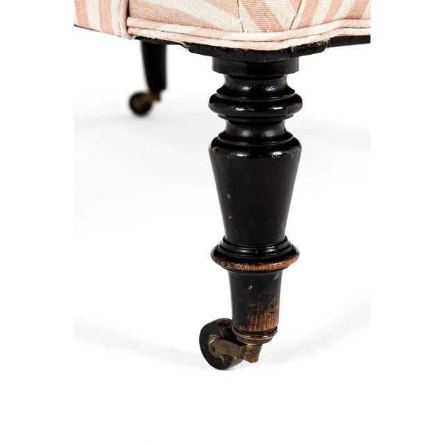 French Pink Striped Linen Armchair For Sale - Image 12 of 13