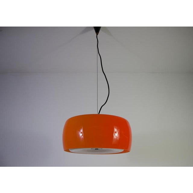 Mid-Century Orange Glass Ceiling Lamp attributed to Stilnovo, Italy, 1960s For Sale - Image 3 of 17