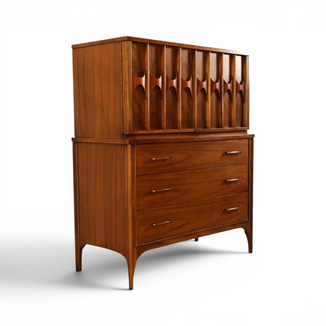 Mid-Century Modern Kent Coffey Perspecta Vintage Mid Century Modern Highboy Dresser Armoire C. 1960s For Sale - Image 3 of 13