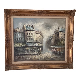 Vibrant Impressionist Oil Painting Parisian Street Scene by Caroline Burnett (1877-1950) For Sale