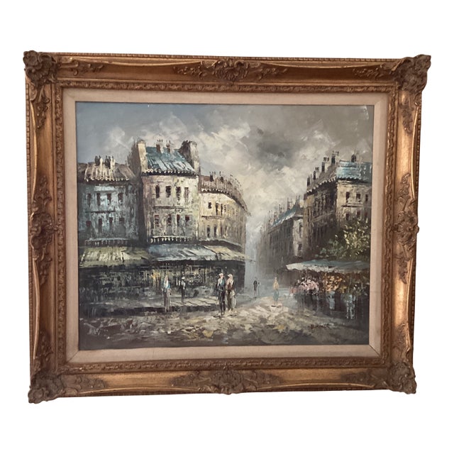 Vibrant Impressionist Oil Painting Parisian Street Scene by Caroline Burnett (1877-1950) For Sale