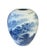 This exquisite vintage hand-painted Egg Shaped Chinoiserie Blue and White Vase features intricate landscape designs of a...