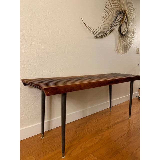 Wood Mid Century Modern Wood Slat Bench From Nasco Yugoslavia For Sale - Image 7 of 13