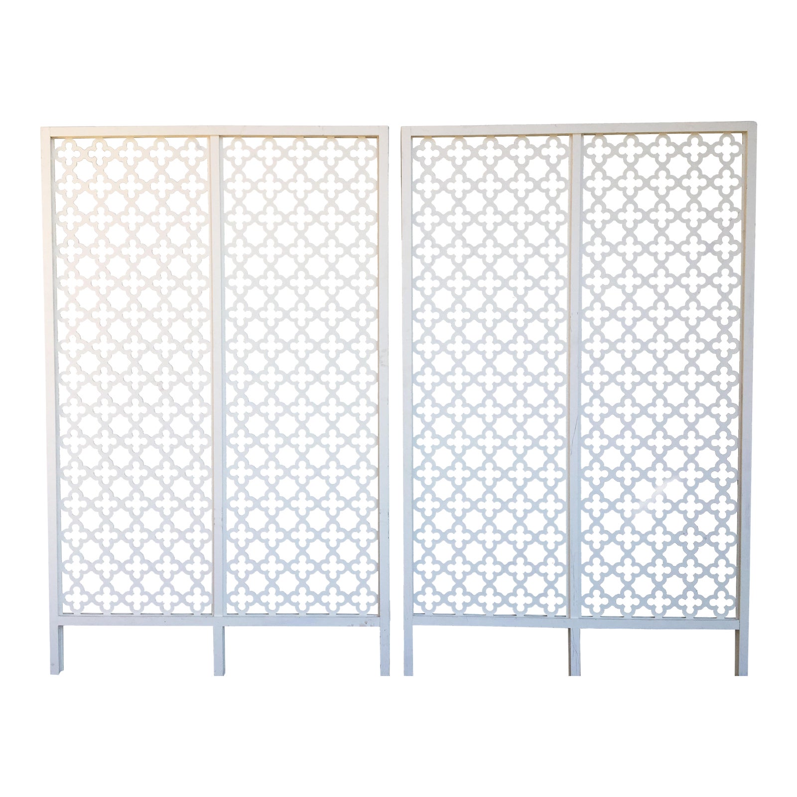 MidCentury Modern Geometric White Wood Room Dividers a Pair Chairish